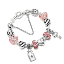 Load image into Gallery viewer, Heart Key and Lock Charm Bracelet