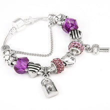 Load image into Gallery viewer, Heart Key and Lock Charm Bracelet