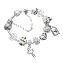Load image into Gallery viewer, Heart Key and Lock Charm Bracelet