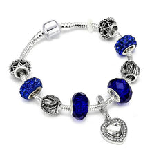 Load image into Gallery viewer, Silver Crystal Love Heart Charm Bracelet