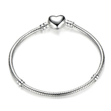 Load image into Gallery viewer, Silver Crystal Love Heart Charm Bracelet